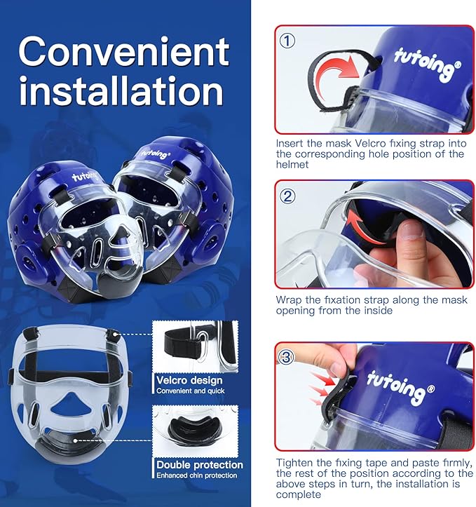 Kids Adults Karate Headgear MMA Martial Arts Helmet, Removable Face Shield, Soft Head Gear for Sparring Grappling Muay Thai Kickboxing Taekwondo Training