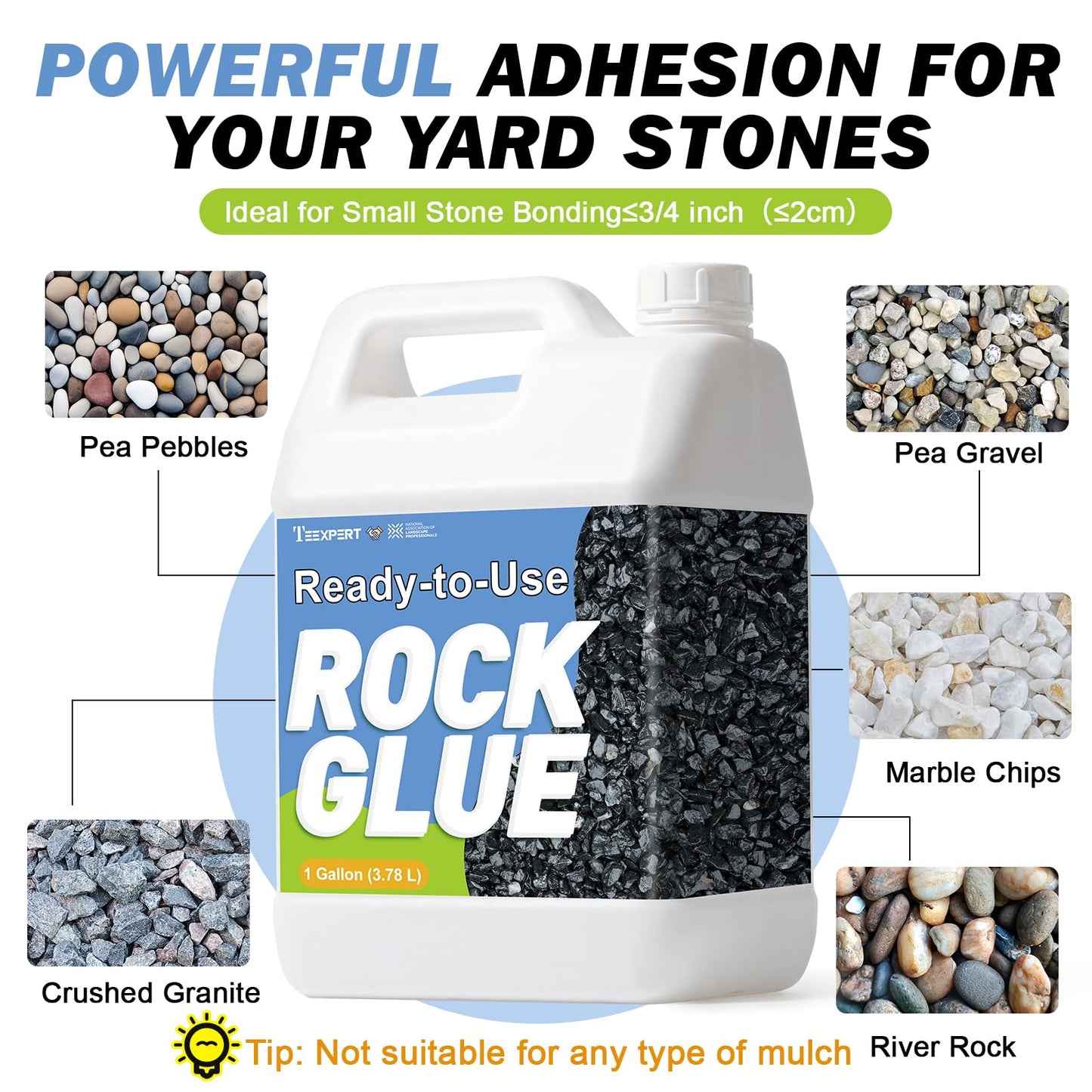 Teexpert Ready-to-Use Rock Glue for Landscaping with Electric Sprayer, 2 Gallon Gravel Glue for Landscaping for Pea Gravel, River Rock & Stone for Outdoor Landscape, Walkways, Patios, & Driveways