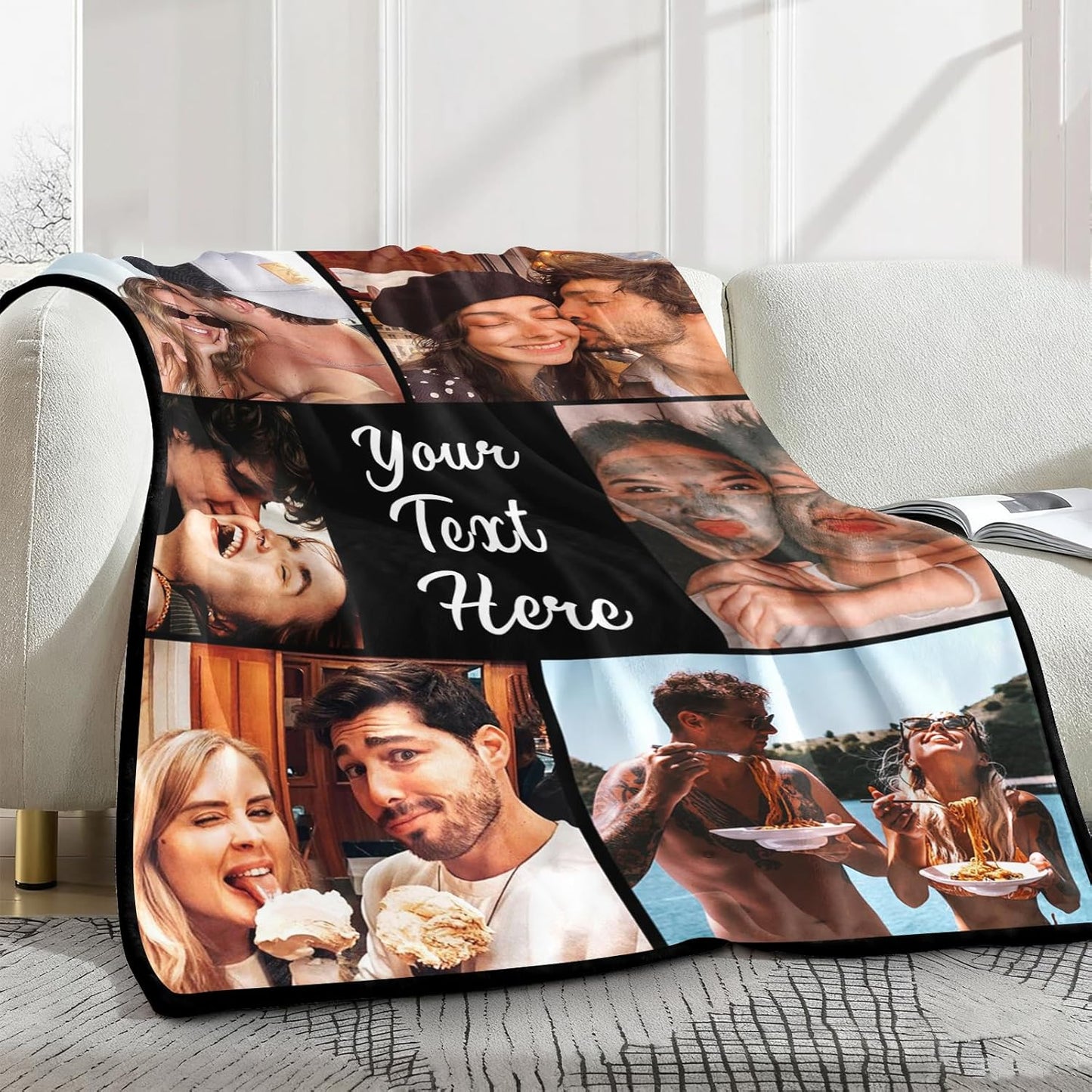 Yofair Custom Photo Blanket - Personalized Wedding & Anniversary Gift for Couples | Next Day Shipping
