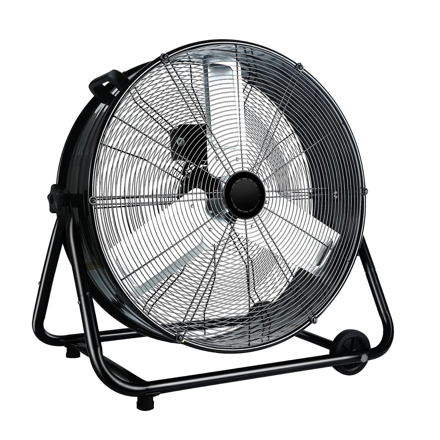 WARMLREC 24" Industrial Floor Fan, 8900 CFM High Velocity Drum Fan with 3 Speeds, Portable Heavy Duty Industrial Fan for Warehouse, Workshop, Factory, Commercial, Residential and Greenhouse Black