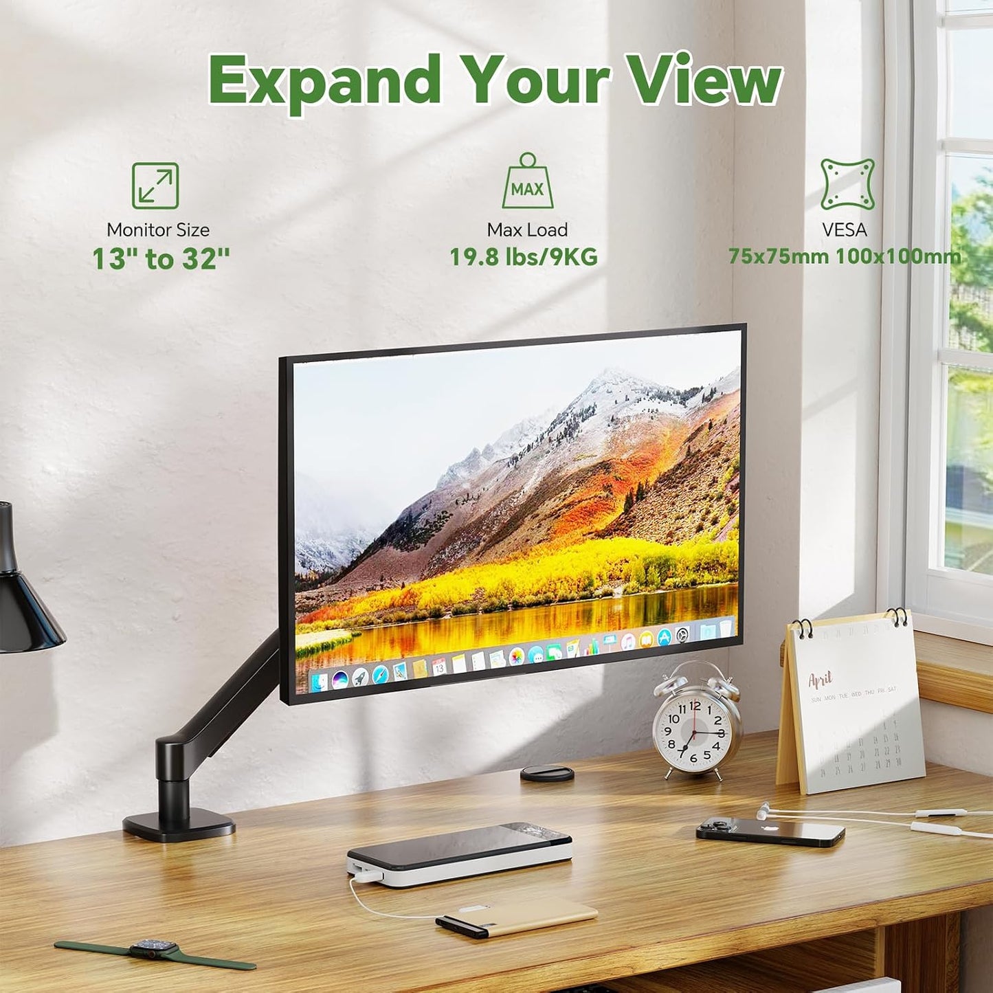 Ekisemio 13 32 Inch Single Monitor Mount, to Monitor Arm, Adjustable Monitor Stand