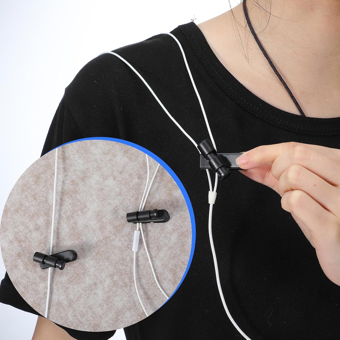 Matwsec 6 2 Headset 0.5-3mm 2-4mm Headset Pcs Headphone Wire Clips, Size Black Cable Clips, Headphone Cord Clips, Small