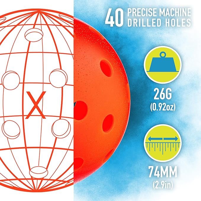 Franklin Sports X-40 Outdoor Pickleballs - Official Ball of USA Pickleball, APP Tour + US Open - Regulation Size