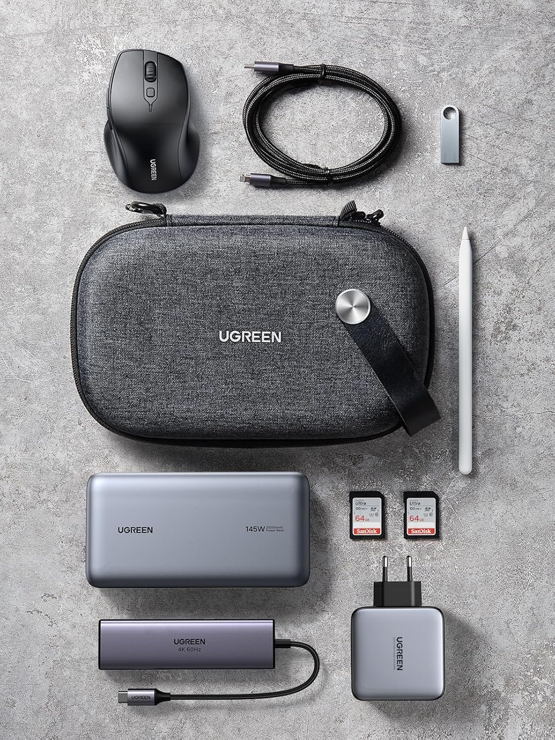 UGREEN Electronics Organizer Travel Case Cable Organizer Bag Waterproof Portable Storage Pouch for Charger, Cables, USB