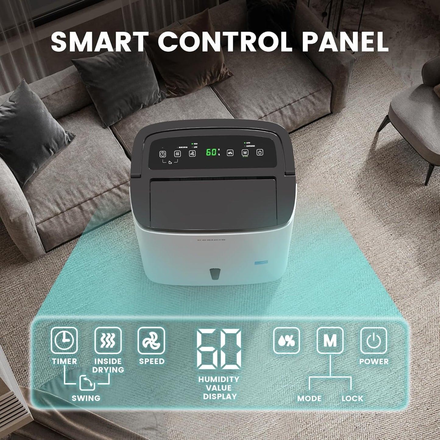 Kesnos 120 Pints 2025 Energy Star Dehumidifier for Home & Basement with Drain Hose, Ideal for Large Spaces up to 6,500 Sq. Ft., Featuring Auto Defrost & Self-Drying Function