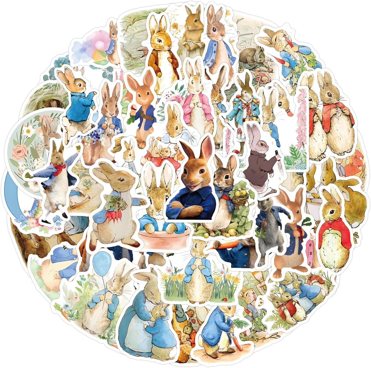 LTZSTONE Pack (55PCS) Peter Rabbit Stickers Vinyl Decals for Laptops, Water Bottles, Hydro Flask, Phone, Skateboard