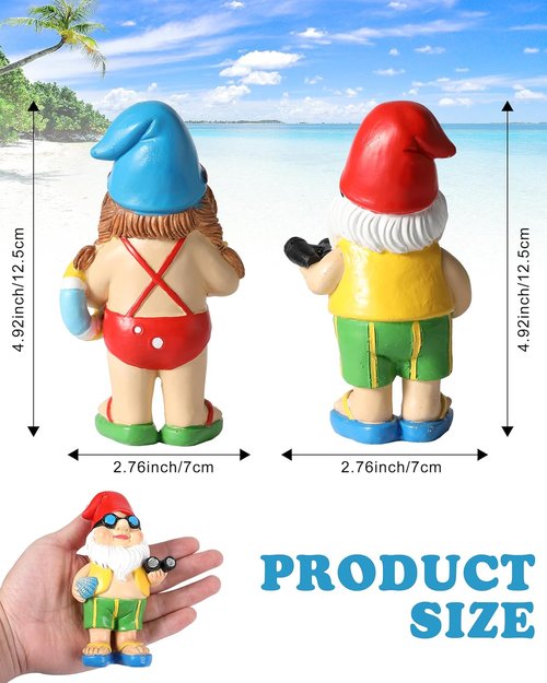 iStatue Beach Gnomes - Fun Resin Tabletop Decorations with Swim Rings & Sunglasses | Set of 2 for Home & Garden