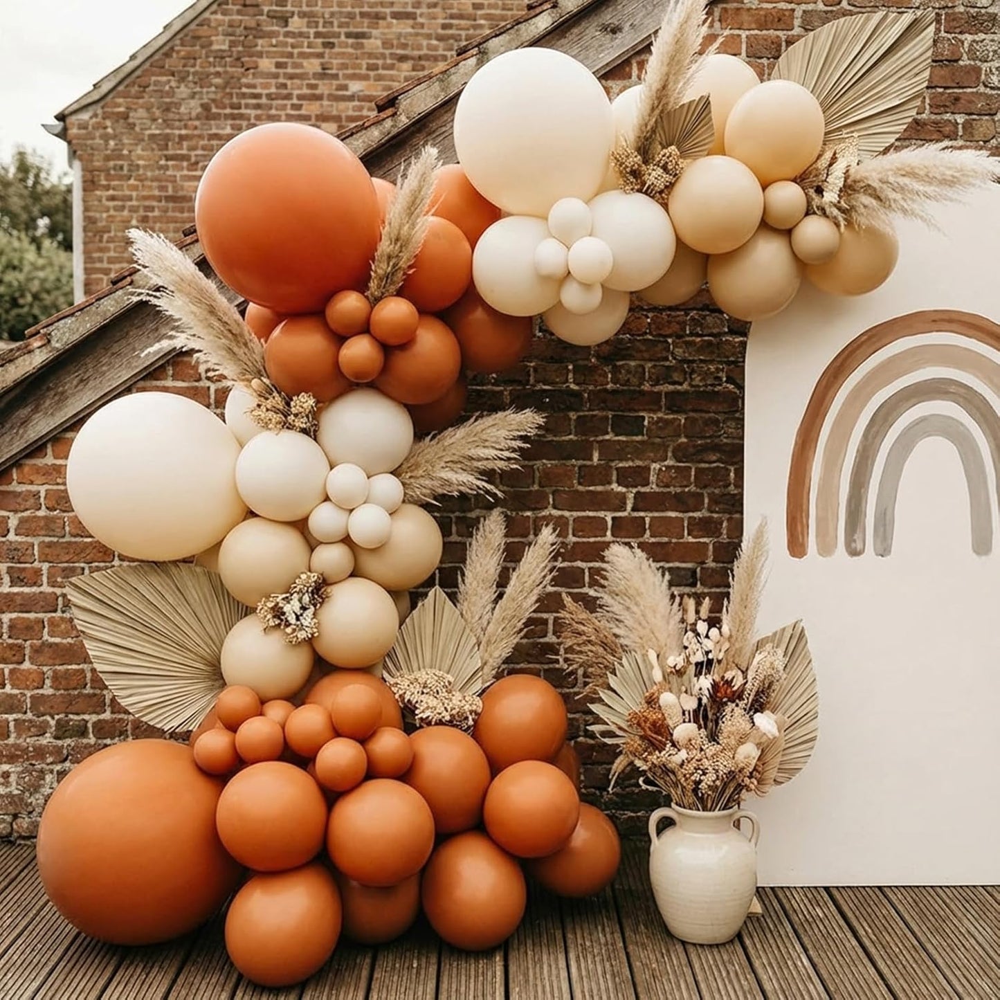 RUBFAC Burnt Orange Balloons - 129-Piece Latex Garland Kit | Various Sizes for Fall Celebrations