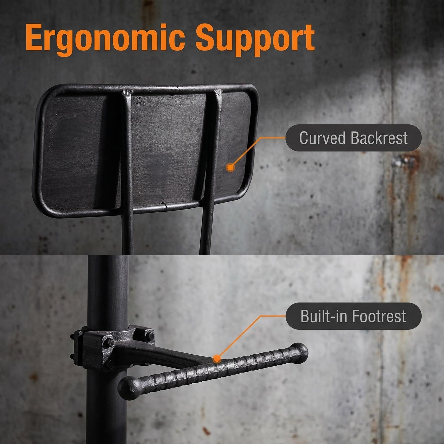 Diwhy Industrial Design Metal Adjustable Height Backrest Chair Vintage Tractor Saddle Bar Stool Rust