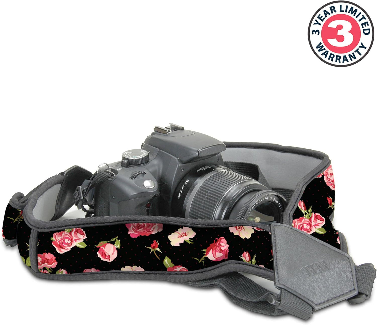 USA Gear DSLR Camera Strap Chest Harness with Quick Release Buckles, Floral Neoprene Pattern and Accessory Pockets