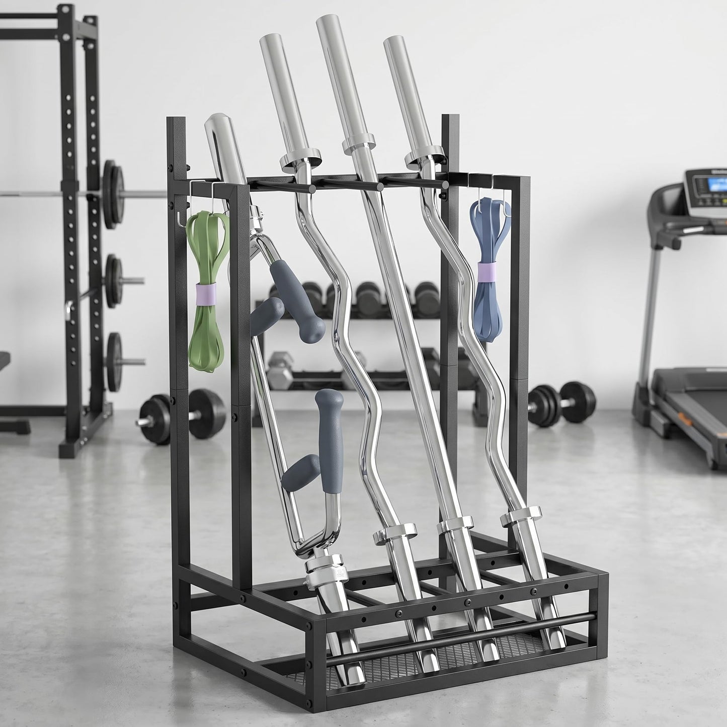 bimiti Weight Bar Rack Weighted Workout Bar Holder Vertical Barbell Holder Barbell Storage Rack for Full Body Workout, Barbell Equipment Accessories and Attachments, Can Hold Multiple Weighted Barbells
