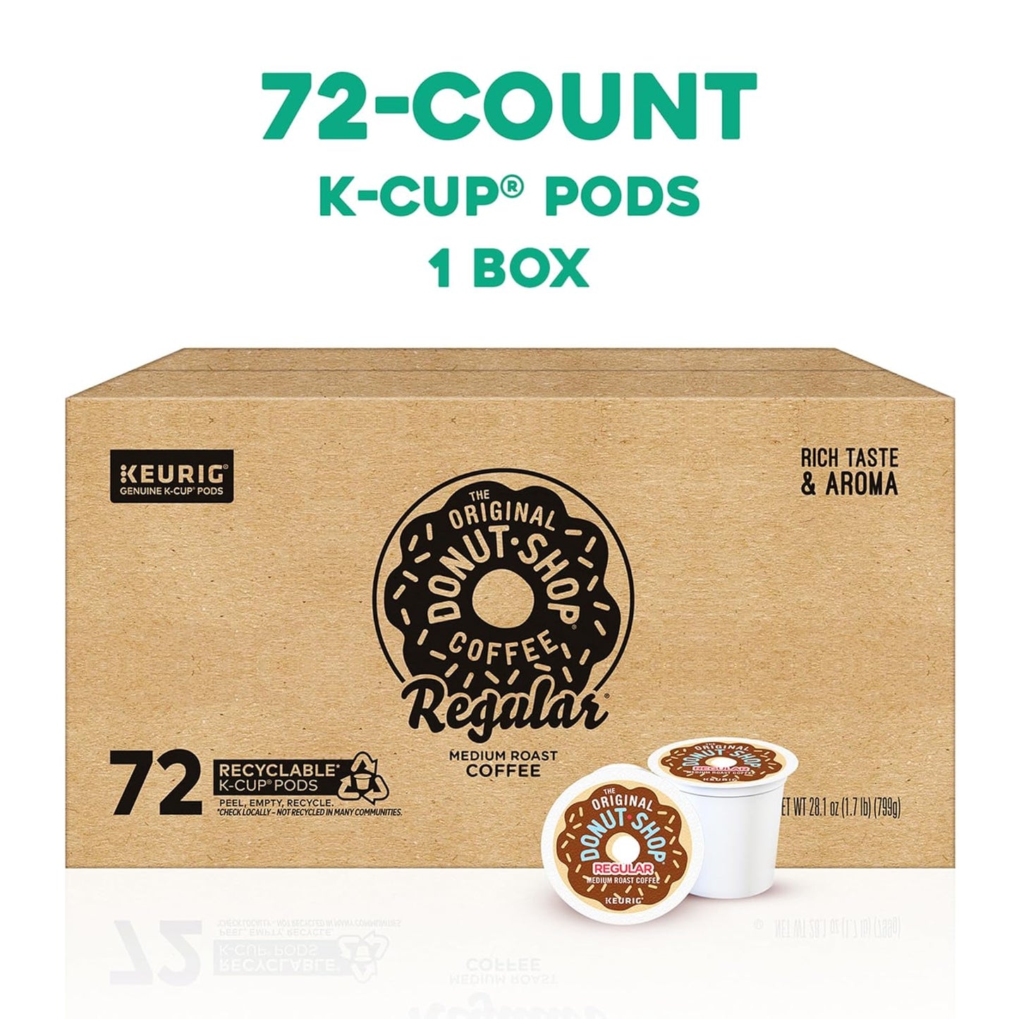 Original Donut Shop K-Cup Pods - Medium Roast Coffee, 72 Count | Single-Serve Convenience