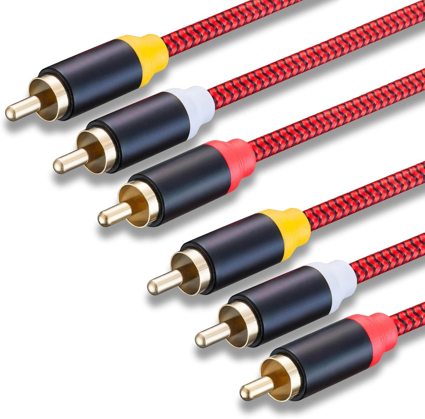 Jelly Tang 15Ft,3RCA 3RCA 24K Set-Top More(15Ft/5M) Audio Video RCA Cable Male to Male Gold Plated Composite AV Cable