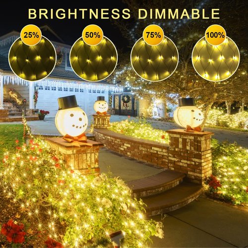 JMEXSUSS 360 LED Christmas Net Lights - Waterproof Connectable 12ft x 5ft Mesh Lights | Warm White with Remote