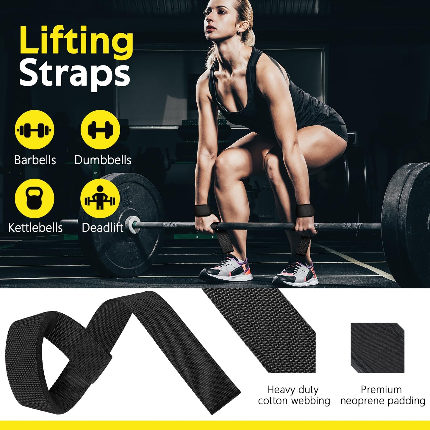 WALITO 8Pcs Barbell Pad Set for Hip Thrust - Squat Pad,Gym Accessories for Women with Bar Bad,Bench Press, with Gym Ankle Straps,Resistance Bands for Working Out,Lifting Strap,Carry Bag (Black)
