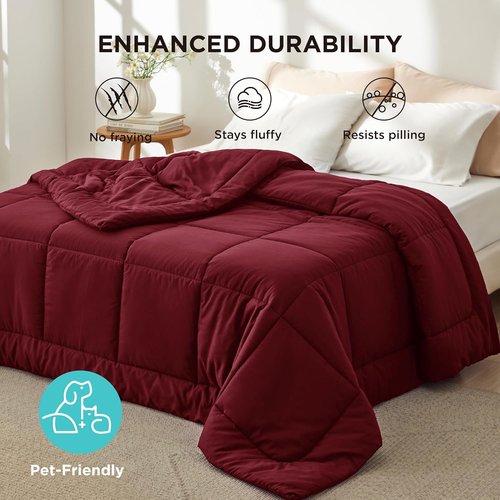 Bedsure Comforter Duvet Insert - All-Season Quilted Down Alternative Bedding, Full Size 86 x 82 Inches, Red