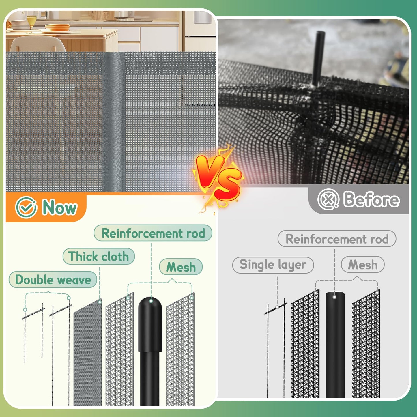 200'' Retractable Baby Gates Extra Wide,34" Tall Retractable Dog Gate for Doorways, Stairs, Hallways, Decks, Garage,16 FT Indoor/Outdoor Grey Retractable Gate with Fiberglass Reinforcement Rods