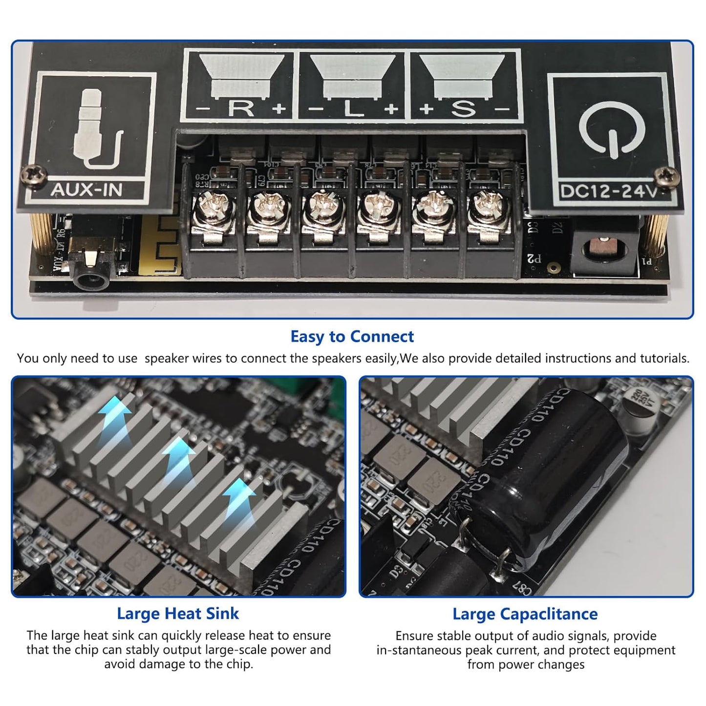 Sigllr 5.1 Board,200W 2.1 Bluetooth Audio Amplifier HiFi Channel Mini Subwoofer Power Amp Module with Treble & Bass