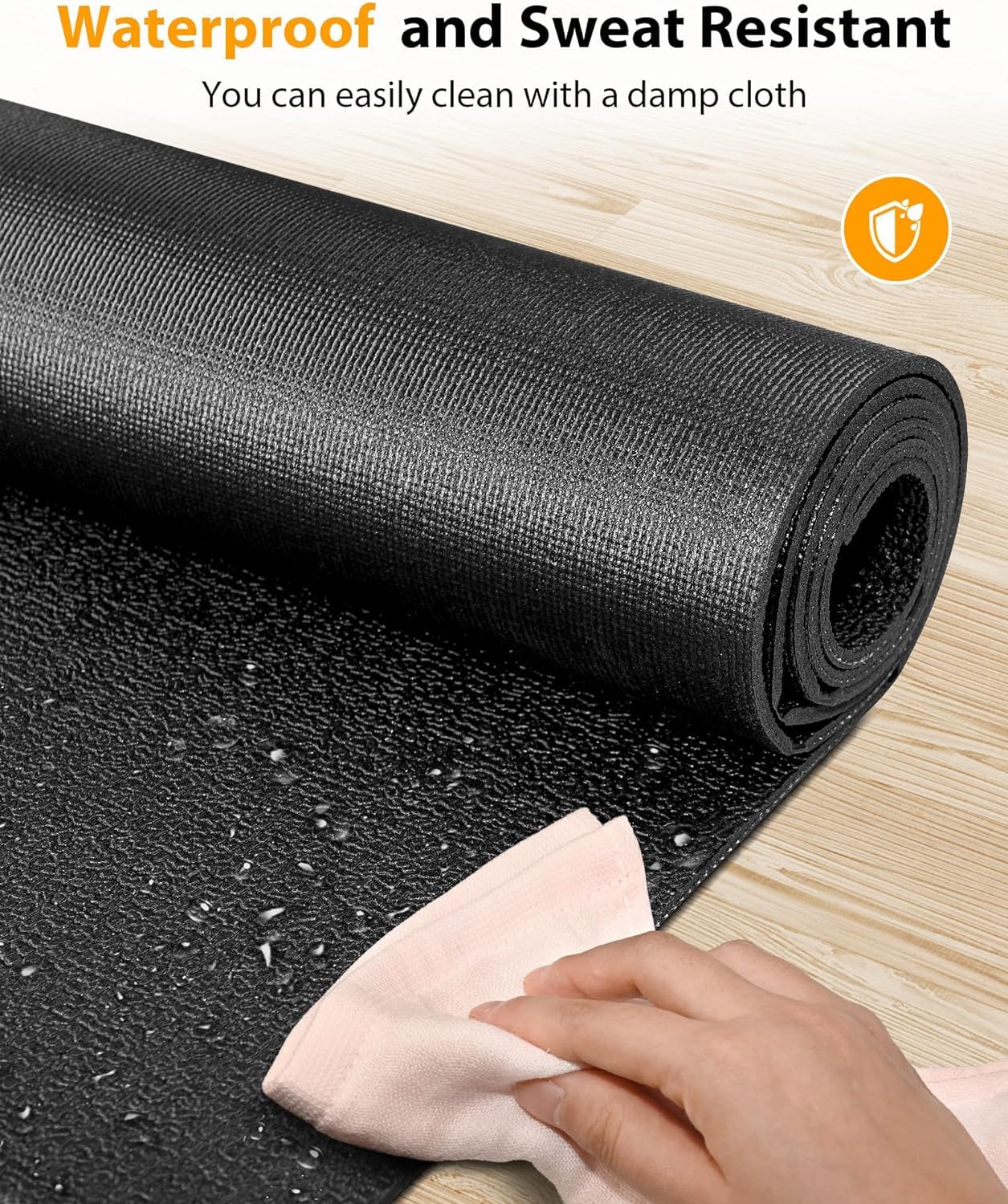 Rellfit Foldable Rubber Treadmill Mat - Exercise Bike Mat with Waterproof Non-Slip Shock Absorption, Exercise Equipment Mat to Protect Floor for Home Gym Workout