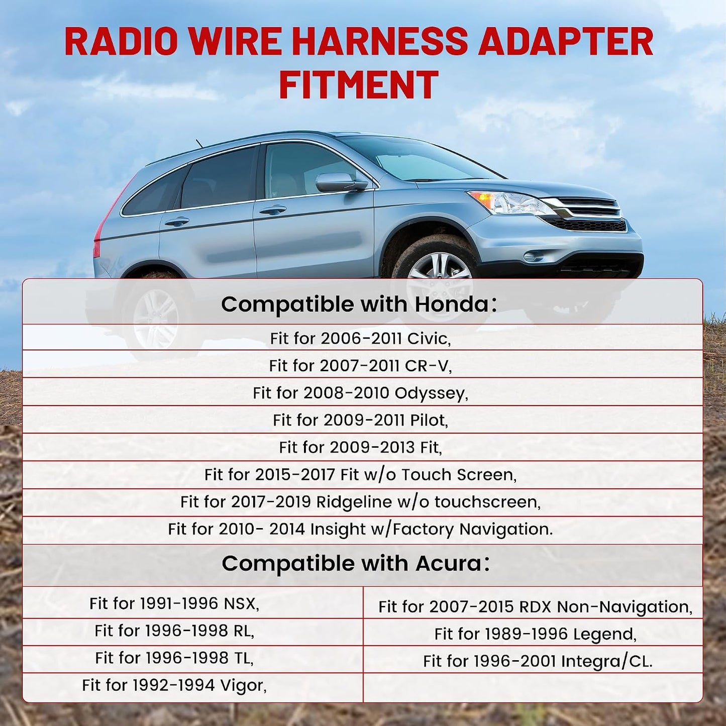 2007-2011 1989-2015 RED WOLF Radio Wiring Harness Compatible with Honda Civic CR-V Odyssey Pilot Acura RDX NSX RL TL
