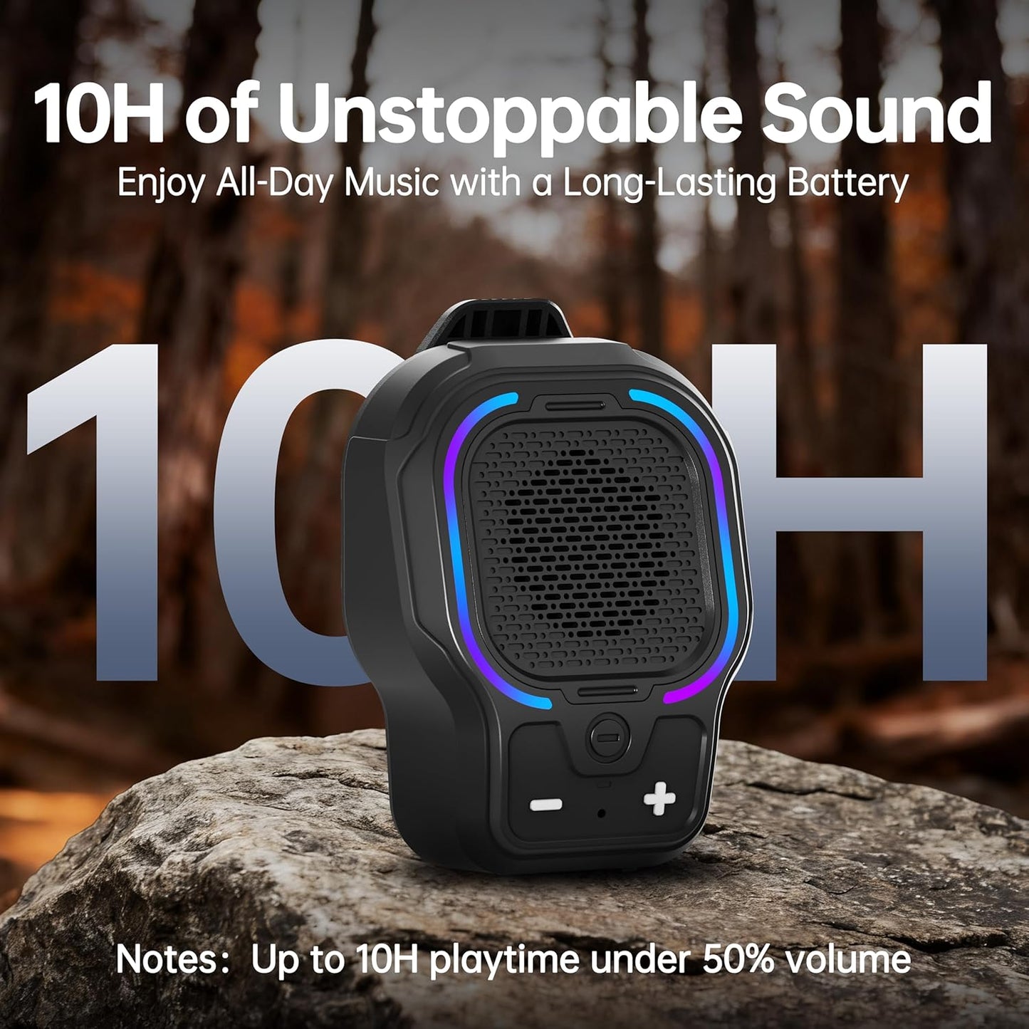 buwy 3 10H Commute Wearable Bluetooth Speaker, Magnetic Clip-on Wireless Portable Speaker with Light Modes, Playtime