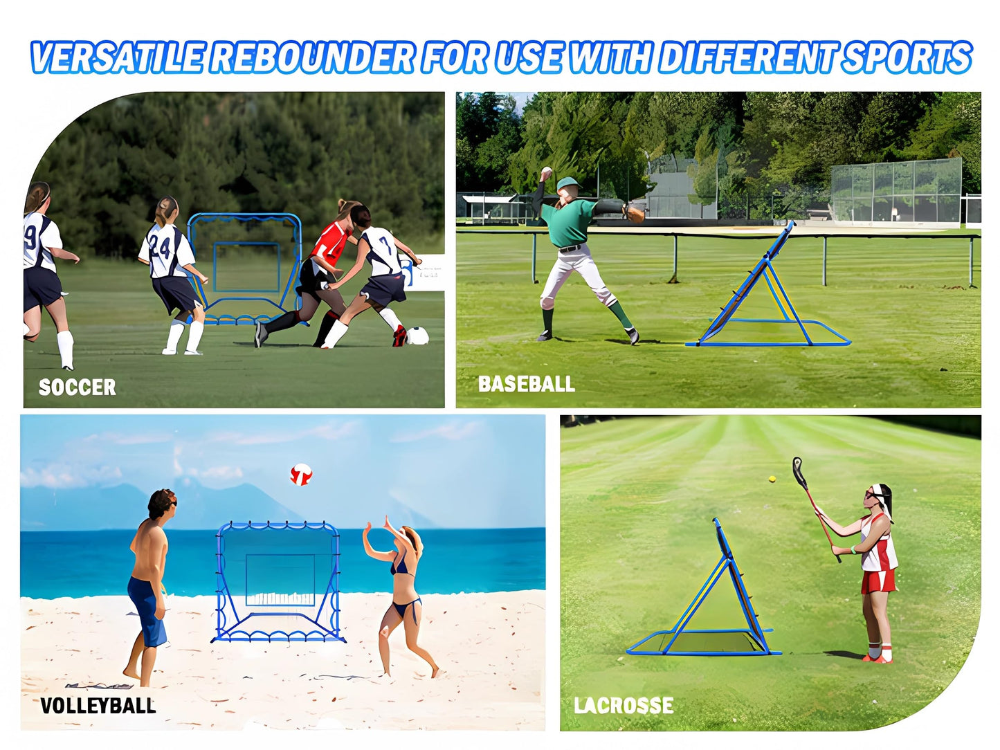 4x4FT Soccer Baseball Rebounder Net, Volleyball Softball Rebound PitchBack Net Quick-Switch Angle Soccer Training for Control, Passing Practice, Lacrosse Bounce Back Rebounder Gifts Trainer Equipment