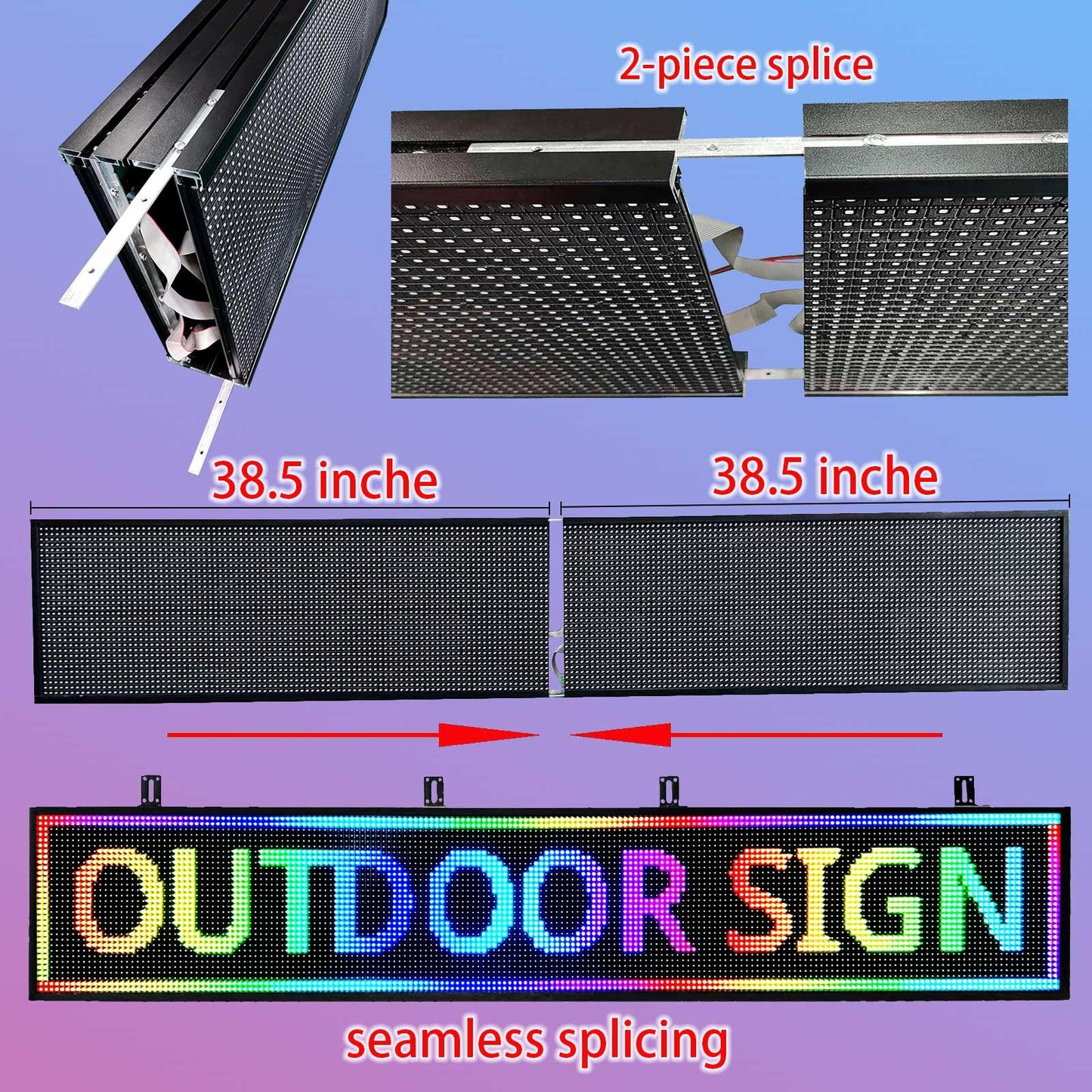 P10 Scrolling Programmable Led Sign For Business Custom Banner Advertising Outdoor Open Digital Led Display Screen Message Board Wifi Control High Brightness Neon Sign 77"X14"