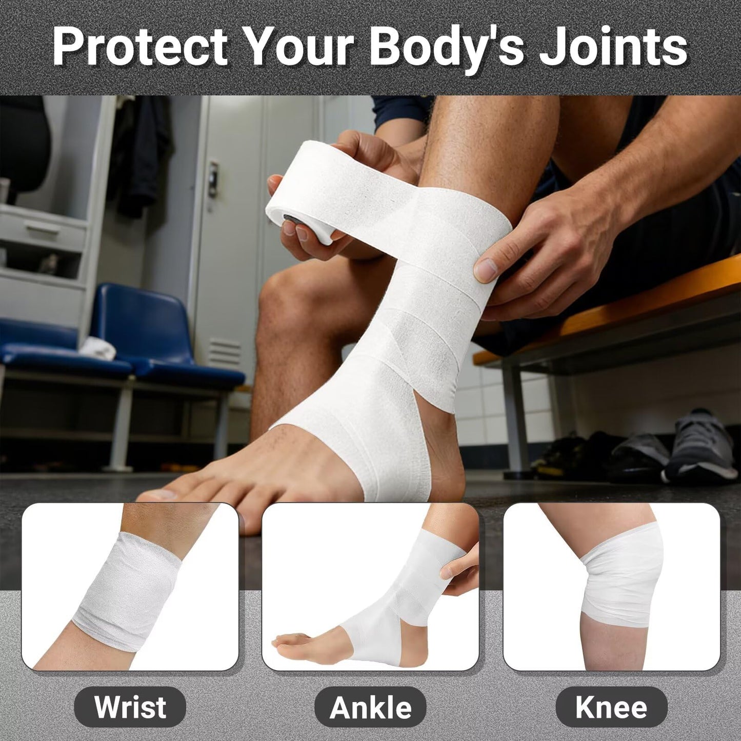 Golden Sport 4 Pack Pre Wrap Athletic Tape, Black, 2.76 Inches x 29.5 Yards, Protect for Wrists Ankles and Knees, Athletic Foam Underwrap for Sports