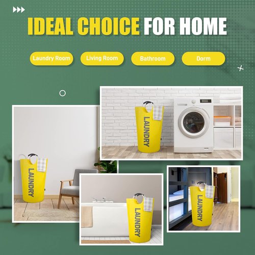 Caroeas 95L Pro Large Laundry Basket - Waterproof Hamper with Padded Handles | Collapsible Design in Yellow
