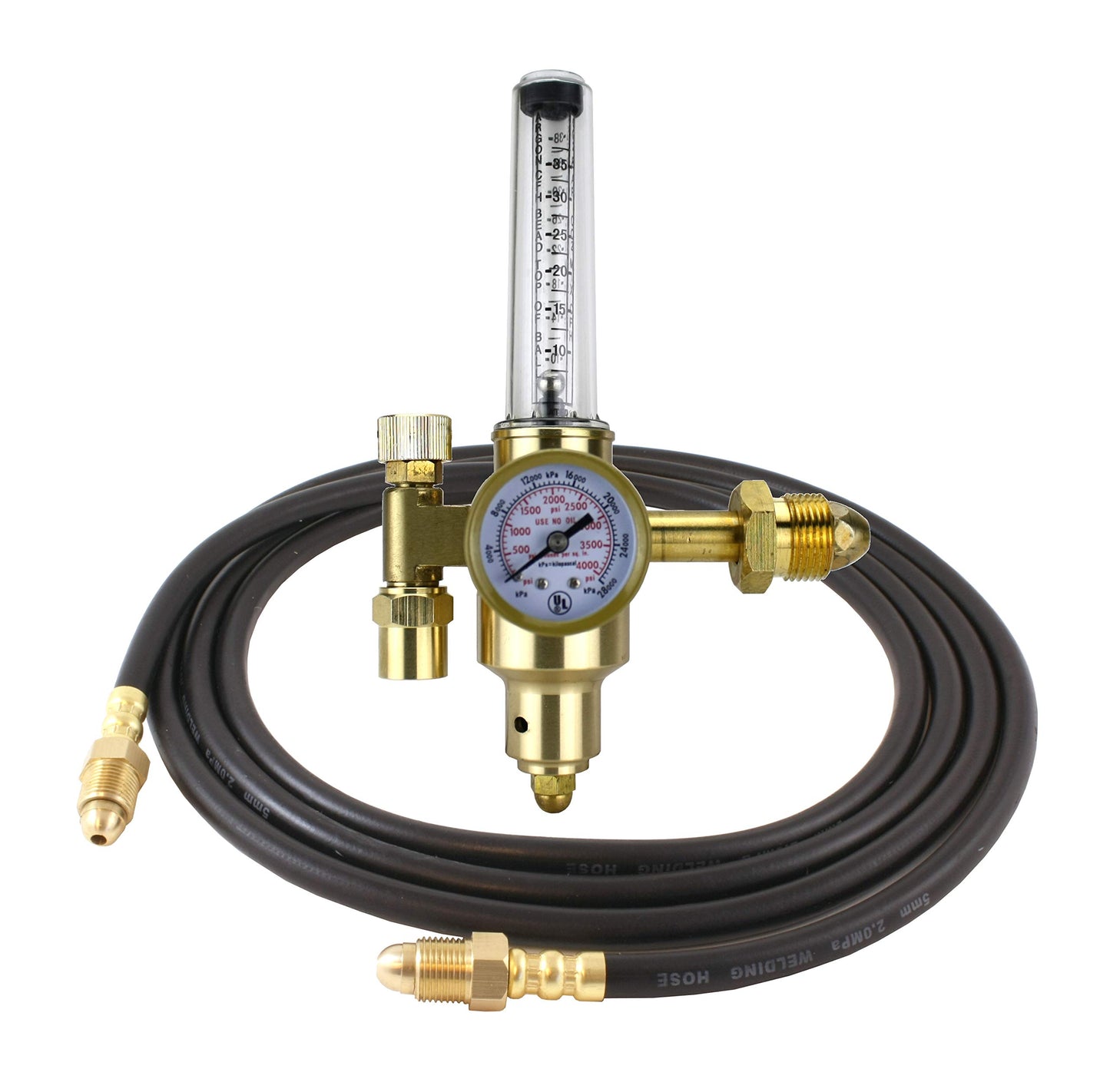 Argon CO2 - TIG/MIG Flowmeter - Welding Regulator - High-Flow - SÜA with 10 Feet Argon Hose- CGA580 - HDV