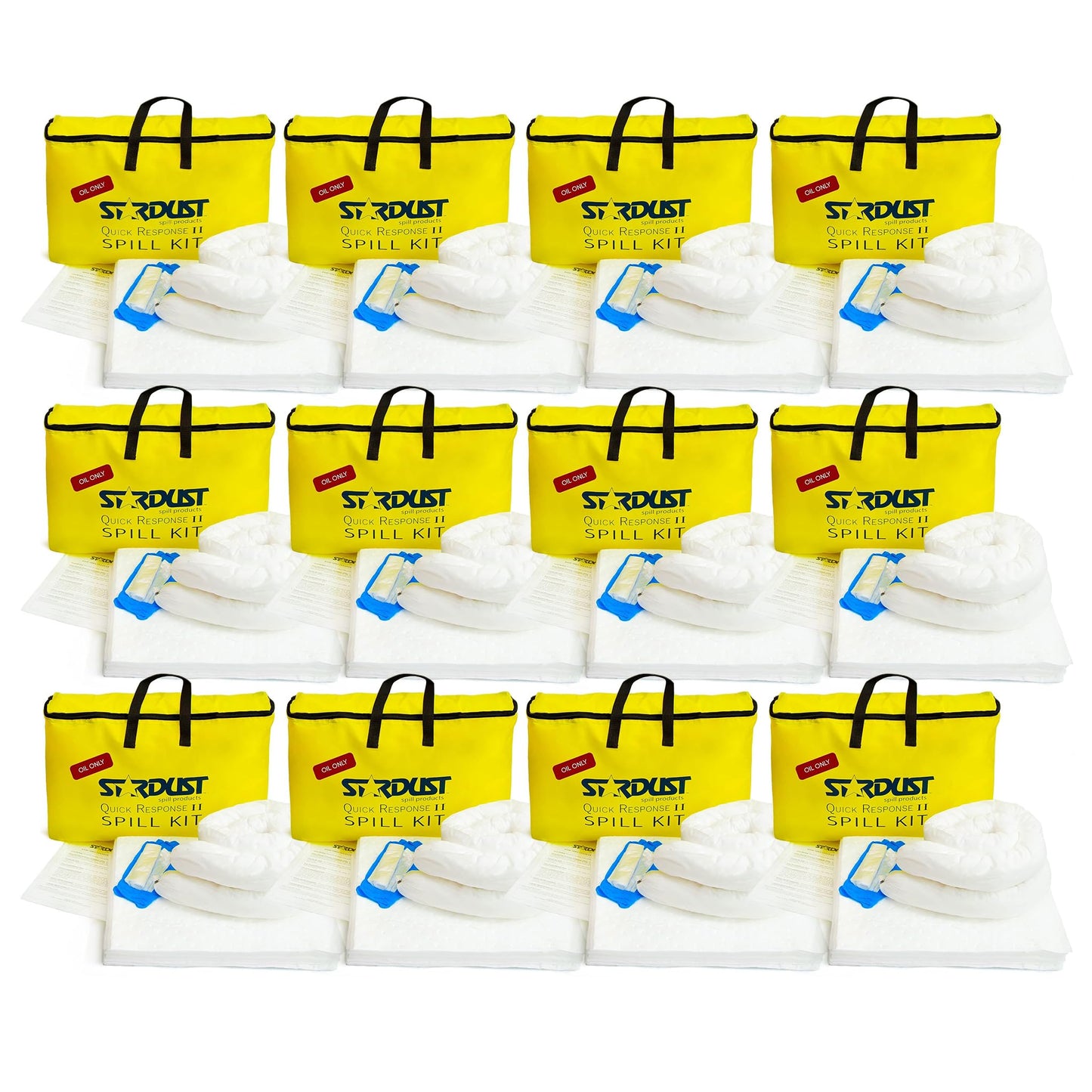 Stardust Spill Products Oil-Only Spill Kit – OSHA Compliant Solution for Vehicles, Industrial, & Restaurant Use, Emergency Response Oil Cleanup, 12-Pack