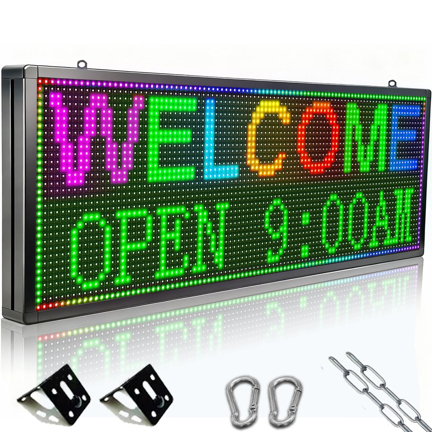 P10 Programmable Outdoor Scrolling LED Sign，39x14 Inch WiFi Controlled Digital Sign，The Perfect Solution for Commercial Advertising