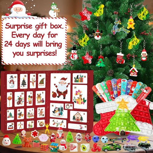 Fidget Advent Calendar 2025 - Christmas Countdown with 24 Surprising Fidget Toys | Perfect Stocking Stuffer for Kids