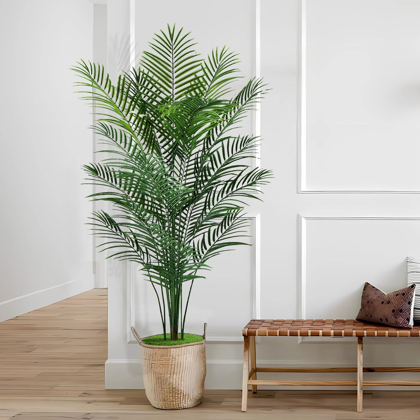 CyanGrove Artificial Palm Tree Outdoor 6ft, Large Fake Tropical Areca Palm Tree with 18 Trunks, Tall Faux Floor Plants for Indoor Outdoor-Living Rooms, Offices, Bedroom Home Decor