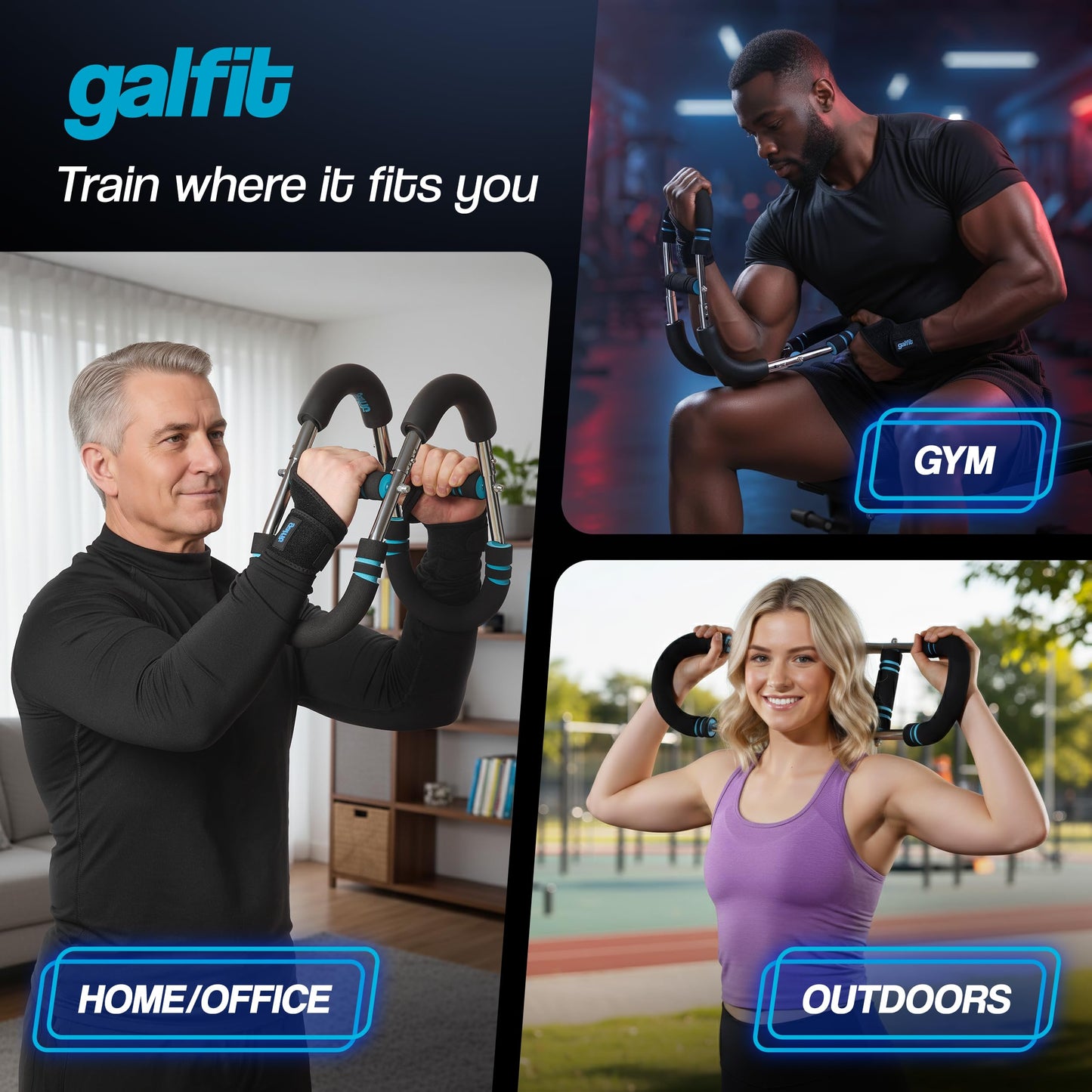 GALFIT Twister Arm Trainer - Chest Workout Equipment for Full-Body Training w/ 6 Resistance Levels, 30-60, 90-120 lb Arm Workout Equipment, Wrist Braces Chest Exerciser for Men and Women