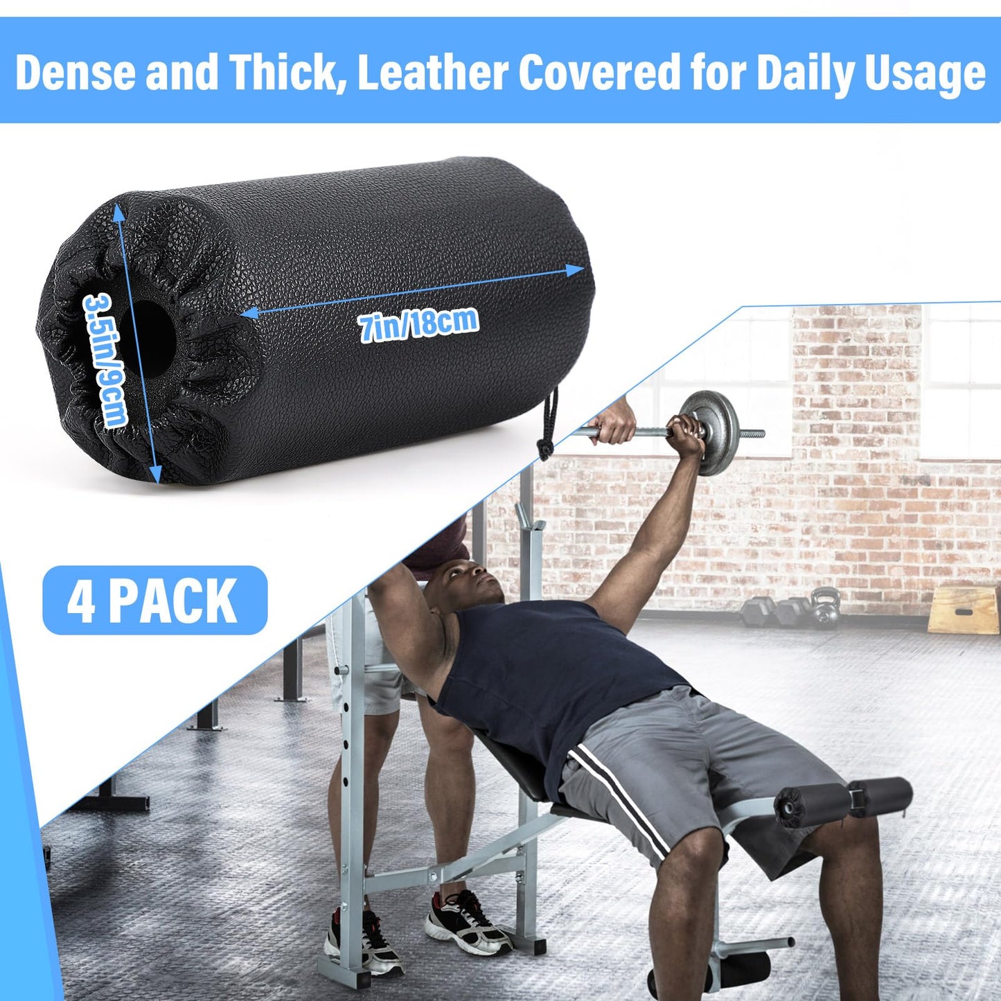 Hollowfly 4 Pcs Foam Foot Pads Foam Roller Pad Replacement for Weight Bench Inversion Table and Gym Exercise Equipments(7 x 3.5 x 0.8 Inches)