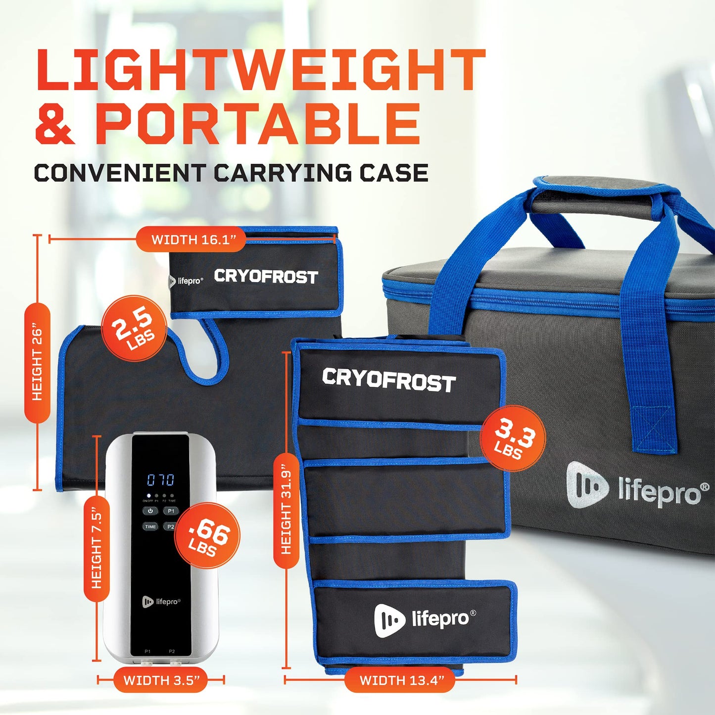 Lifepro Ice Machine for Cryotherapy - Cold Therapy for Ankle, Calf, & Thigh, Includes Reusable & Non-Toxic Wraps for Knee - Blue