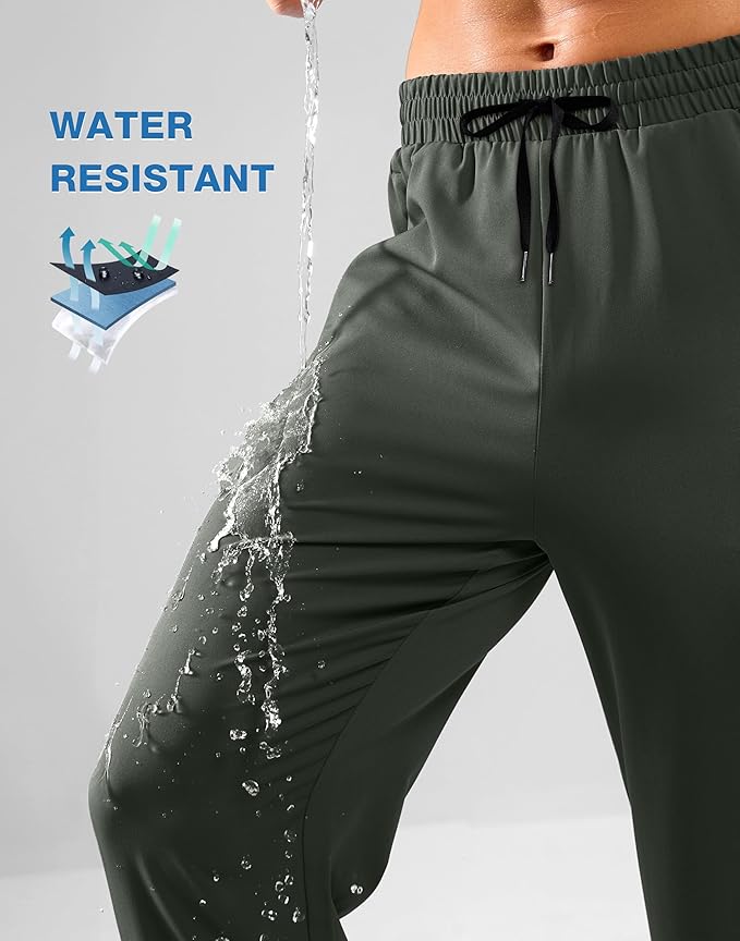 Pudolla Men's Lightweight Hiking Pants Quick-Dry Outdoor Sweatpants with Zipper Pockets for Casual Travel Athletic Workout