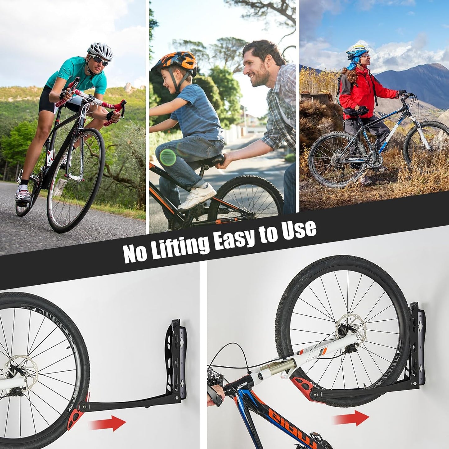 Ultrawall BIKEPAL Swivel Bike Rack - Space-Saving Wall-Mounted Storage for Home & Garage