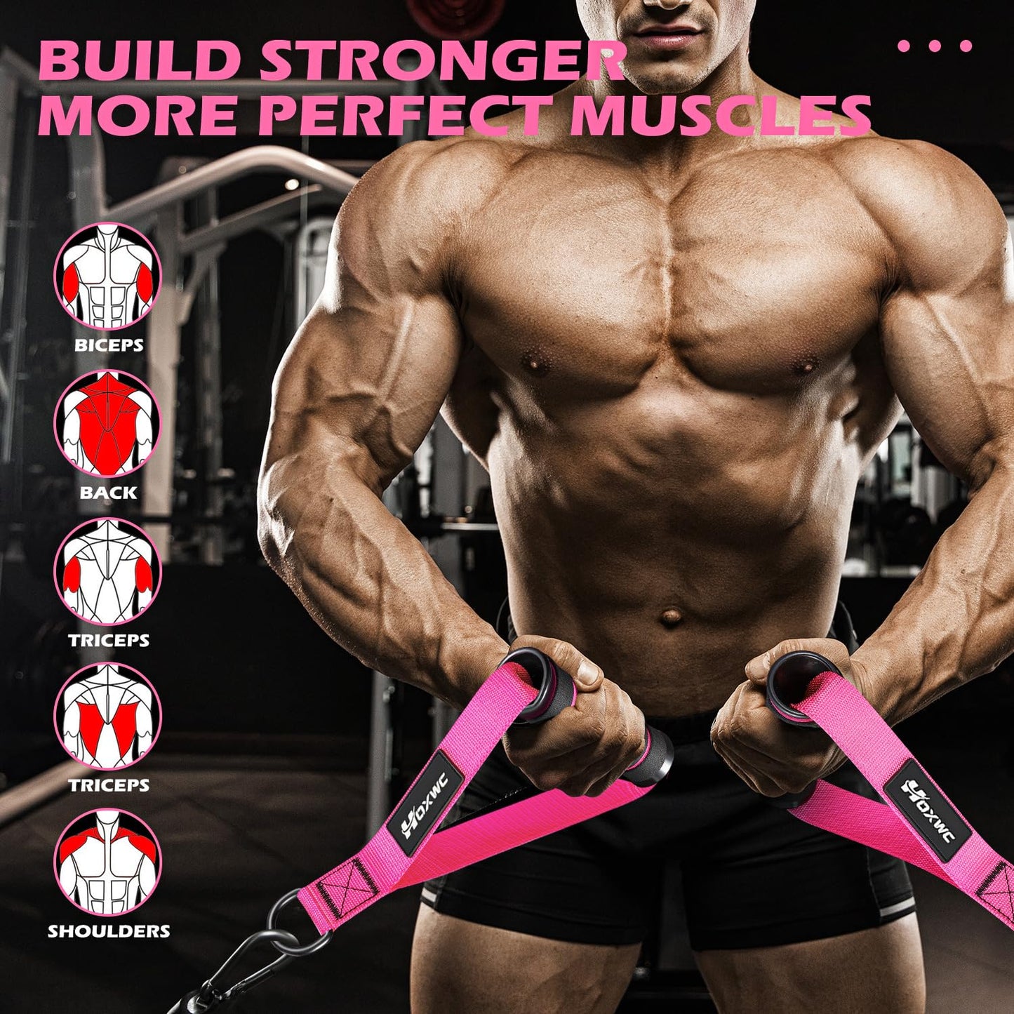 HOXWC Gym Exercise Handles, Replacement Fitness Equipment for Strength Trainer, Heavy Duty Cable Machine Handles for Pulleys, Gym Equipment, Resistance Bands, Home Gym Add On Equipment