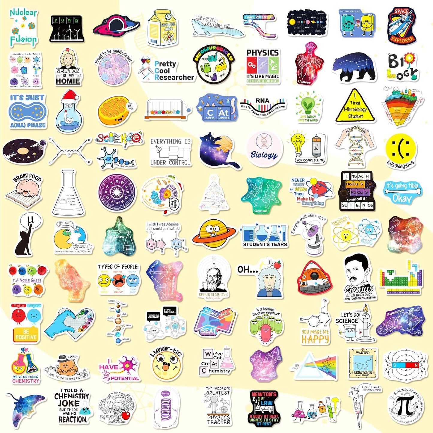 200PCS WAKEMOODEI Science Stickers Bulk, Chemistry Biology Physics Geology Natural Science Stickers for Kids Student