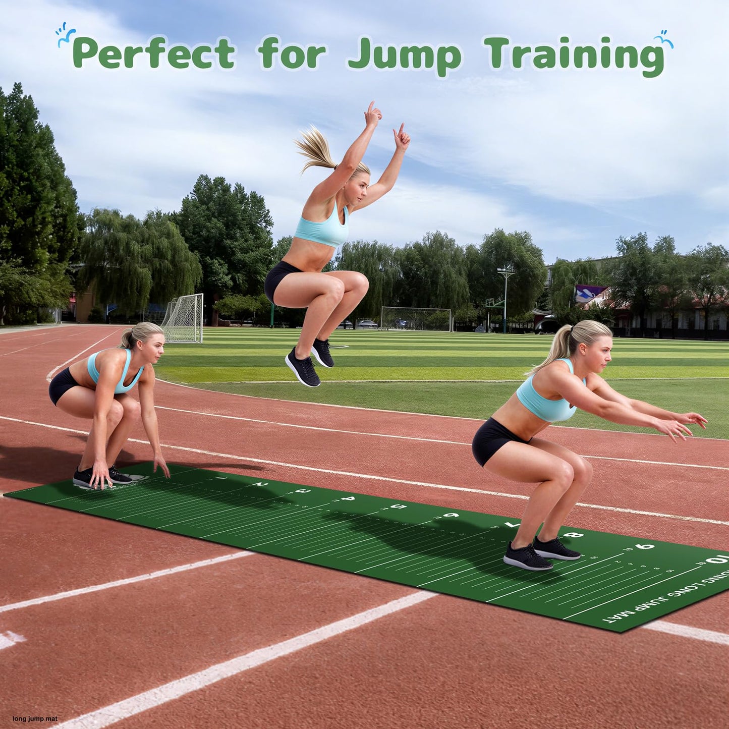 Standing Long Jump Mat, Broad Jump Measurement Mat for Training and Testing, Non Slip Jumping Measurement Tool for Gym, School PE and Track Practice