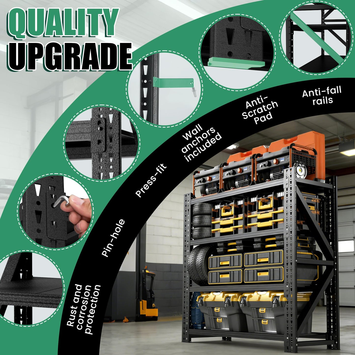 VIYET 4 Tier Heavy Duty Garage Shelving,Industrial Shelving Built for Maximum Weight,Garage Storage Racks Heavy Duty Steel Shelves,Large Capacity Metal Rack for Warehouse,Shop,Basement