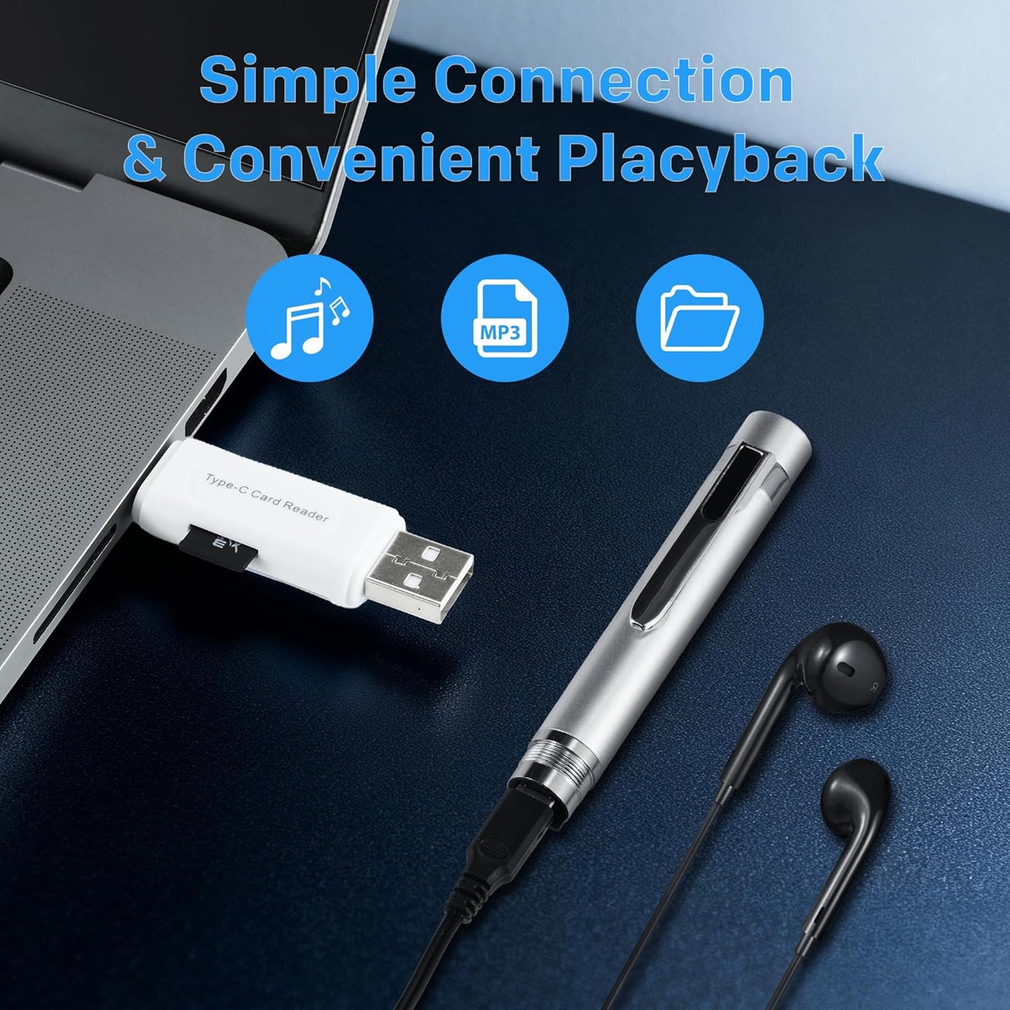 Sanova 64GB Voice Recorder with Playback: Digital Recording Device with Intelligent Noise Reduction for Meetings |