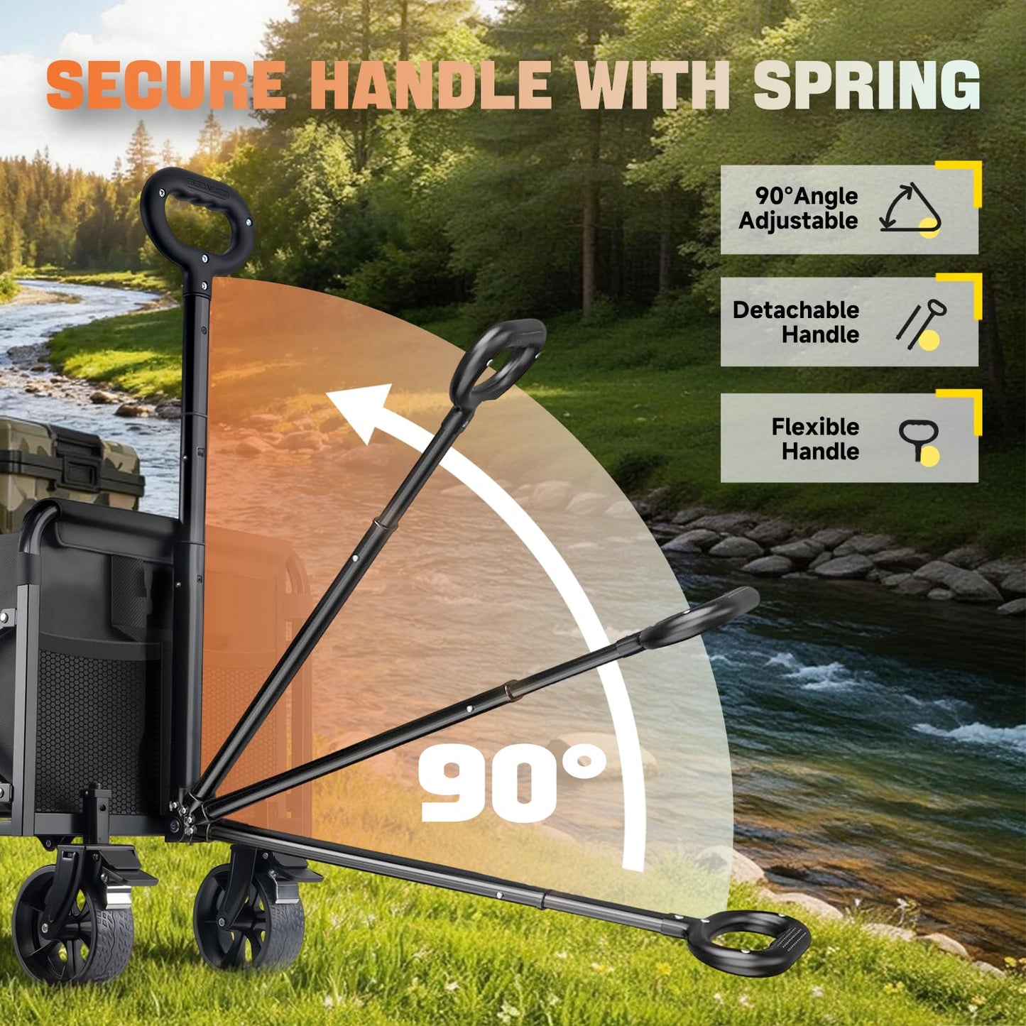 360lbs Foldable Wagon Cart Collapsible - Heavy Duty All-Terrain Portable Lightweight Folding Utility Carts with Wheels, Large Capacity Portable Grocery & Beach Trolley for Shopping, Camping and Sports
