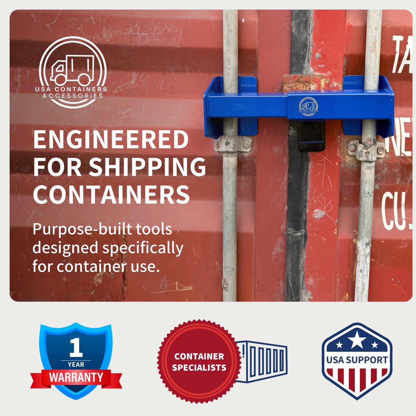 Heavy-Duty Shipping Container Door Lock Bar – USA Containers Adjustable 3/16" Steel Cargo Lock, Keyed Security, Fits 9.75"–16" Doors for Containers, Trailers & Storage Units