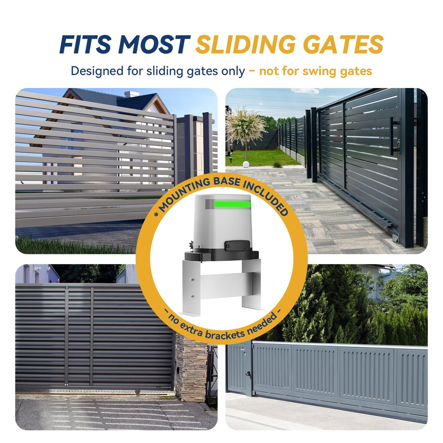 1300lbs Solar Sliding Gate Opener Chain Drive with Built-in Backup Battery, WiFi Remote Control, IR Sensor, Keypad, Automatic Gate Motor, Off-Grid Operation with Solar Panel