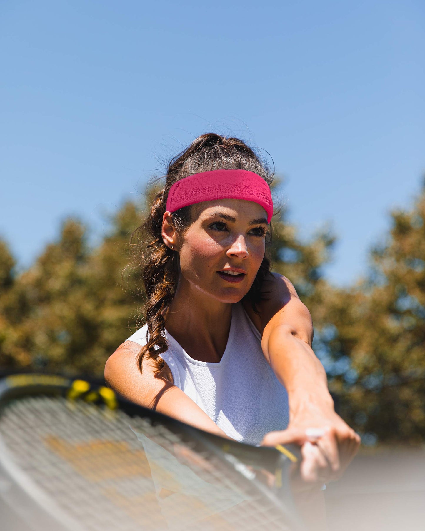 Suddora Workout Headband for Men and Women, Moisture-Wicking Atheltic Sweatband, Lightweight Cotton Terry Cloth Bands for Basketball, Tennis, Football, Gym, Running, Cosplay & Costumes, Neon Pink