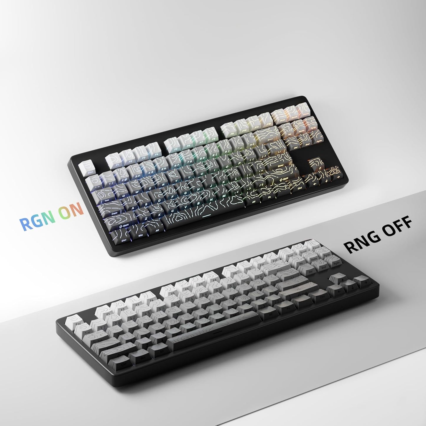 FunHub Set 133 60% 65% 75% 100% Shine Through PBT Keycaps - Black Double Shot Side Printed Backlit Keycaps Keys Cherry