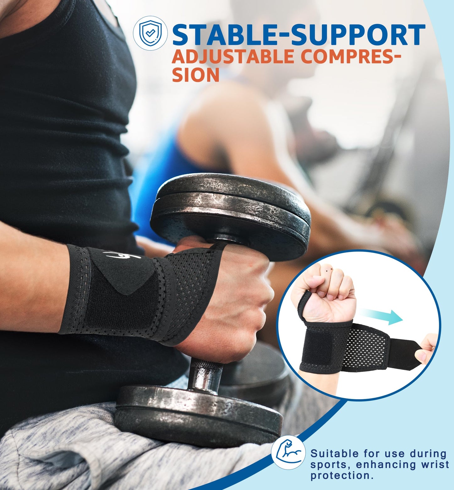HiRui 2-Pack Ultra-Thin Mesh Wrist Wraps - Breathable, Adjustable Wrist Support for Workouts & Daily Use - Unisex Wrist Brace for Pain Relief, Tendonitis, Carpal Tunnel - One Size Fits All (Black)